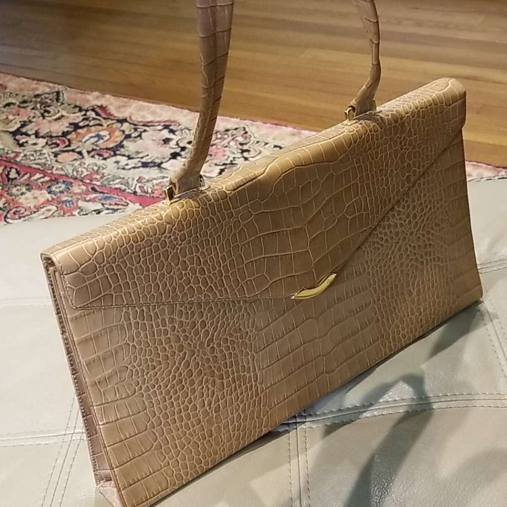 Lauren by Ralph Lauren croco texture tan leather